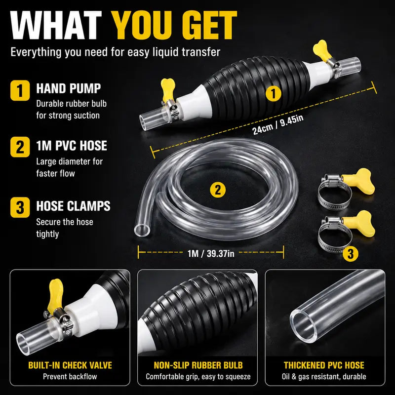 ⛽Manual Siphon Pump Kit with 119.1 Inch Hose