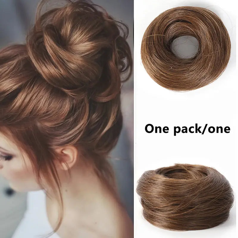 Synthetic Messy Bun Hair Piece for Women, Curly Updo Scrunchie Extension👑 ✨